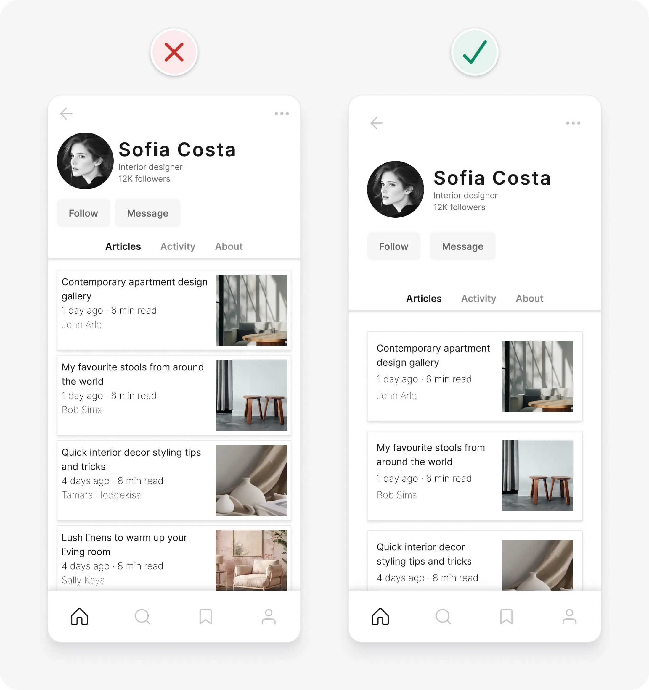 应用了预定义间距选项的UI设计技巧示例